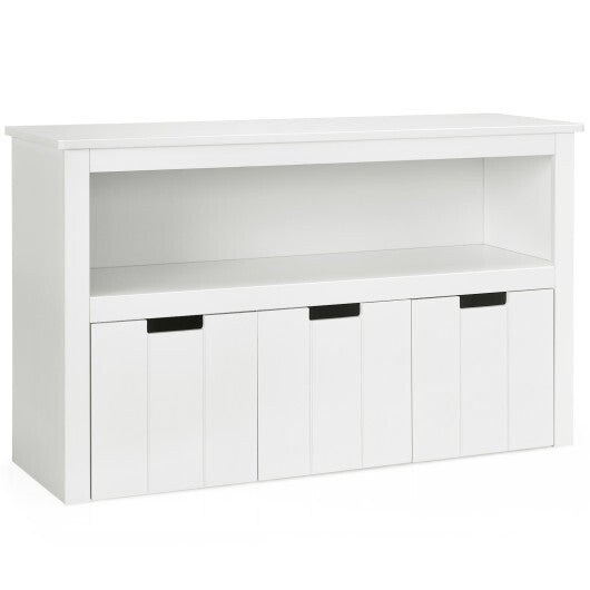 Kid Toy Storage Cabinet 3 Drawer Chest with Wheels Large Storage Cube Shelf - Color: White - Minihomy