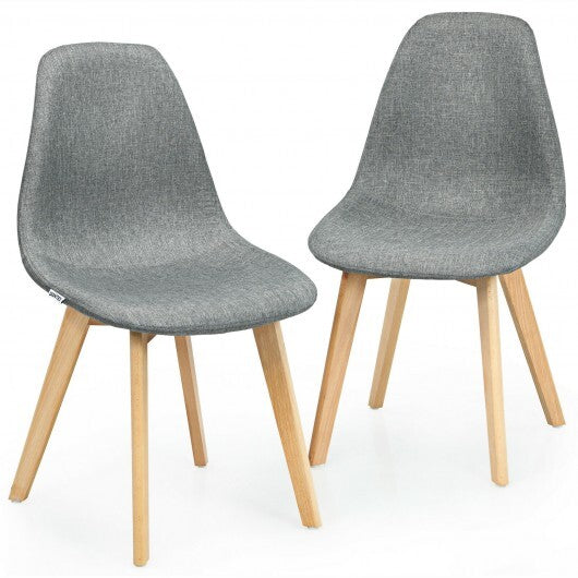 2 Pieces Modern Dining Chair Set with Wood Legs and Fabric Cushion Seat - Minihomy