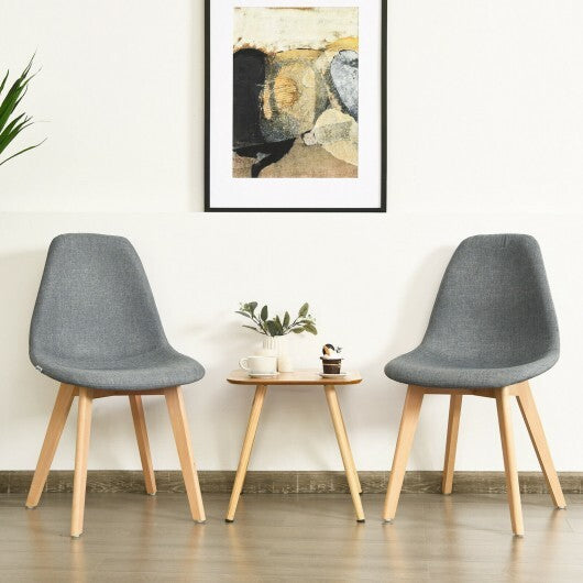 2 Pieces Modern Dining Chair Set with Wood Legs and Fabric Cushion Seat - Minihomy