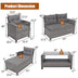 4 Pieces Patio Rattan Furniture Set with Cushion and Table Shelf-Gray - Color: Gray - Minihomy