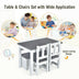 4 Pieces Kids Wooden Activity Table and Chairs Set with Storage Bench and Study Desk-Gray - Color: Gray - Minihomy