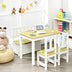 4 Pieces Kids Wooden Activity Table and Chairs Set with Storage Bench and Study Desk-Natural - Color: Natural - Minihomy