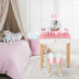 Kids Vanity Set Rabbit Makeup Dressing Table Chair Set with Mirror and Drawer-Pink - Color: Pink - Minihomy