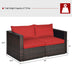 2PCS Patio Rattan Sectional Conversation Sofa Set-Red - Color: Red - Minihomy