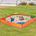 Kids Outdoor Wooden Backyard Sandbox with Built-in Corner Seating - Minihomy