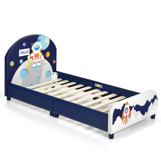 Kids Upholstered Platform Bed with Headboard and Footboard - Minihomy