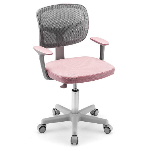 Adjustable Desk Chair with Auto Brake Casters for Kids-Pink - Color: Pink - Minihomy