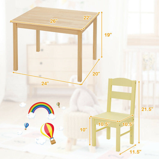 5 pcs Kids Pine Wood Multicolor Table Chair Set  - Color: Deep Multicolor - Minihomy