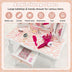 2-in-1 Kids Vanity Table Set with Tri-folding Mirror-Pink - Color: Pink - Minihomy