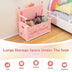 2-In-1 Kids Princess Wooden Toy Box with Safe Hinged Lid-Pink - Color: Pink - Minihomy