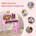 Kids Desk and Chair Set with Hutch and Bulletin Board for 3+ Kids-Pink - Color: Pink - Minihomy