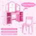 Kids Vanity Table and Chair Set with Removable Tri-Folding Mirror-Pink - Color: Pink - Minihomy