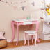 Kids Vanity Table and Stool Set with 360? Rotating Mirror and Whiteboard-Pink - Color: Pink - Minihomy