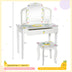 Kids Vanity Table Set with Tri-Folding Mirror and Large Drawer-White - Color: White - Minihomy