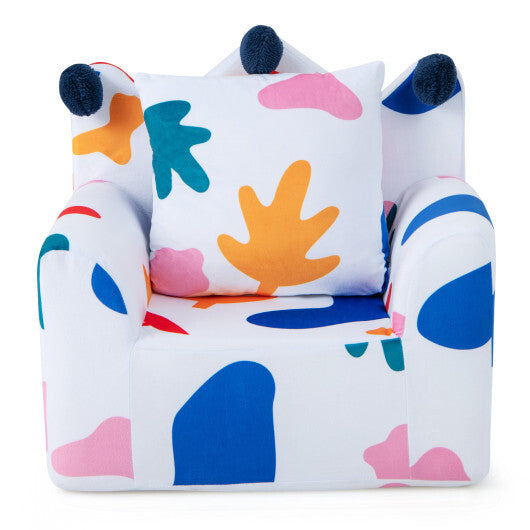 High-density Padding Kids Sofa with Armrest and Extra Pilow-Multicolor - Color: Multicolor - Minihomy