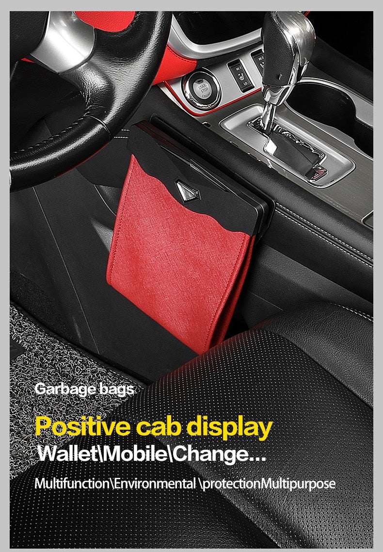 LED Car Trash Can Organizer Garbage Holder Automobiles Storage Bag Accessories Auto Door Seat Back Visor Trash Bin Paper Dustbin - Minihomy