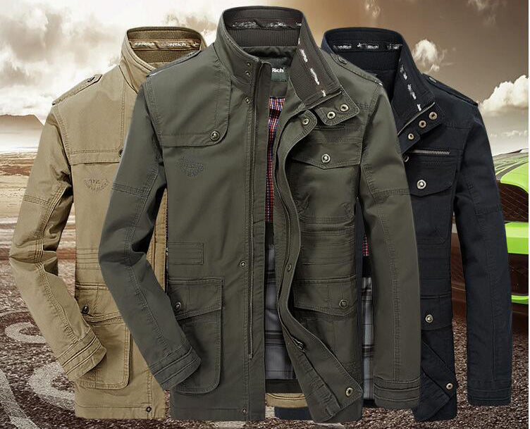 Spring and autumn men's casual pockets long jackets