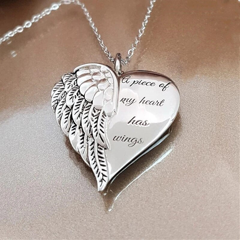 Angel Wings Lettering Necklace - Minihomy