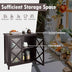 Freestanding Kitchen Buffet Cabinet with Glass Doors and Adjustable Shelf-Brown - Minihomy