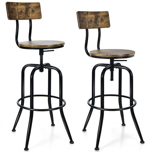 Adjustable Swivel Counter-Height Stool with Arc-Shaped Backrest - Minihomy