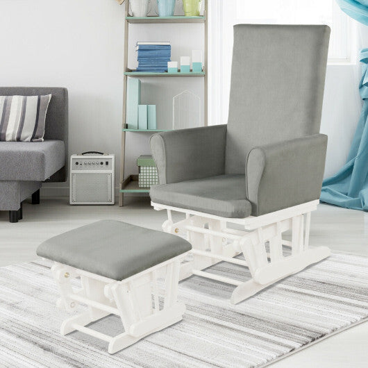 Baby Nursery Relax Rocker Rocking Chair Glider and Ottoman Cushion Set-Gray - Minihomy