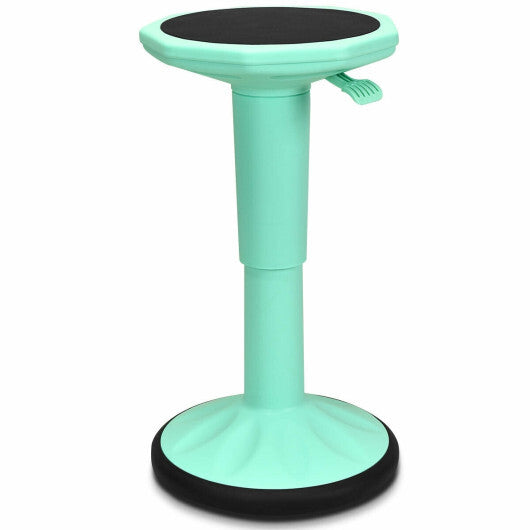 Adjustable Active Learning Stool Sitting Home Office Wobble Chair with Cushion Seat -Green - Color: Green - Minihomy