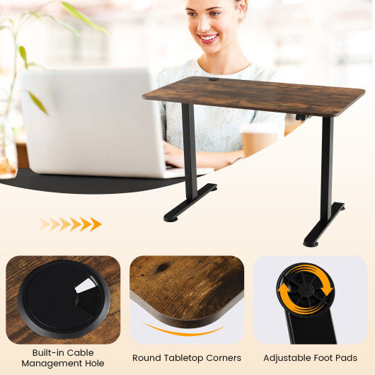 Electric Standing Desk Adjustable Stand up Computer Desk Anti-collision-Rustic Brown - Color: Rustic Brown - Minihomy