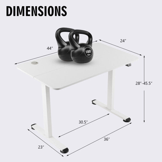 Electric Standing Desk Adjustable Stand up Computer Desk Anti-collision-White - Color: White - Minihomy