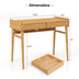 Bamboo Writing Desk with 2 Storage Drawers and Open Shelf-Natural - Color: Natural - Minihomy