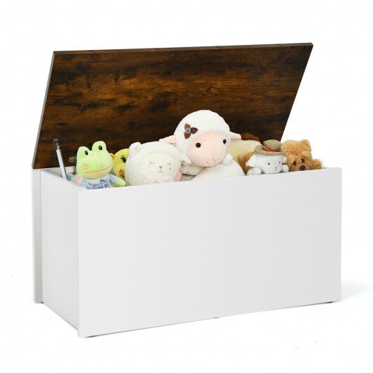 Flip-top Storage Chest with Self-hold Cover and Pneumatic Rod-White - Color: White - Minihomy