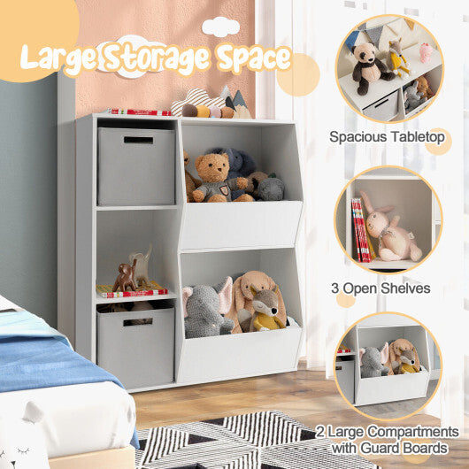 Kids Toy Storage Cabinet Shelf Organizer-White - Color: White - Minihomy