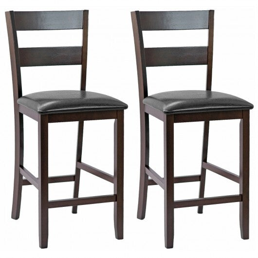 2-Pieces Upholstered Bar Stools Counter Height Chairs with PU Leather Cover - Minihomy