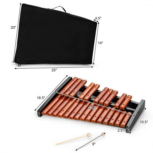 25 Notes Xylophone Wooden Percussion Educational Instrument with 2 Mallets - Minihomy