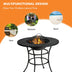 31.5 Inch Patio Fire Pit Dining Table With Cooking BBQ Grate - Color: Black - Minihomy