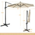 10 Feet 28LED Lighted Cantilever Solar Umbrella with Crossed Base-Beige - Color: Beige - Size: 10 ft - Minihomy