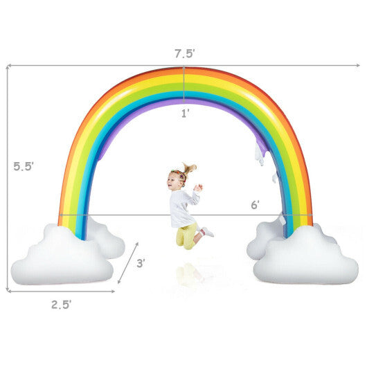 Inflatable Rainbow Sprinkler Backyard Games Outside Water Toy Yard - Minihomy