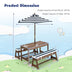 Kids Picnic Table and Bench Set with Cushions and Height Adjustable Umbrella-Blue - Color: Blue - Minihomy