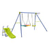 4-in-1 Heavy-Duty Metal Playset with Slide and Basketball Hoop - Color: Multicolor - Minihomy