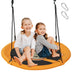 40 Inches Saucer Tree Swing Round with Adjustable Ropes and Carabiners-Yellow - Color: Yellow - Minihomy