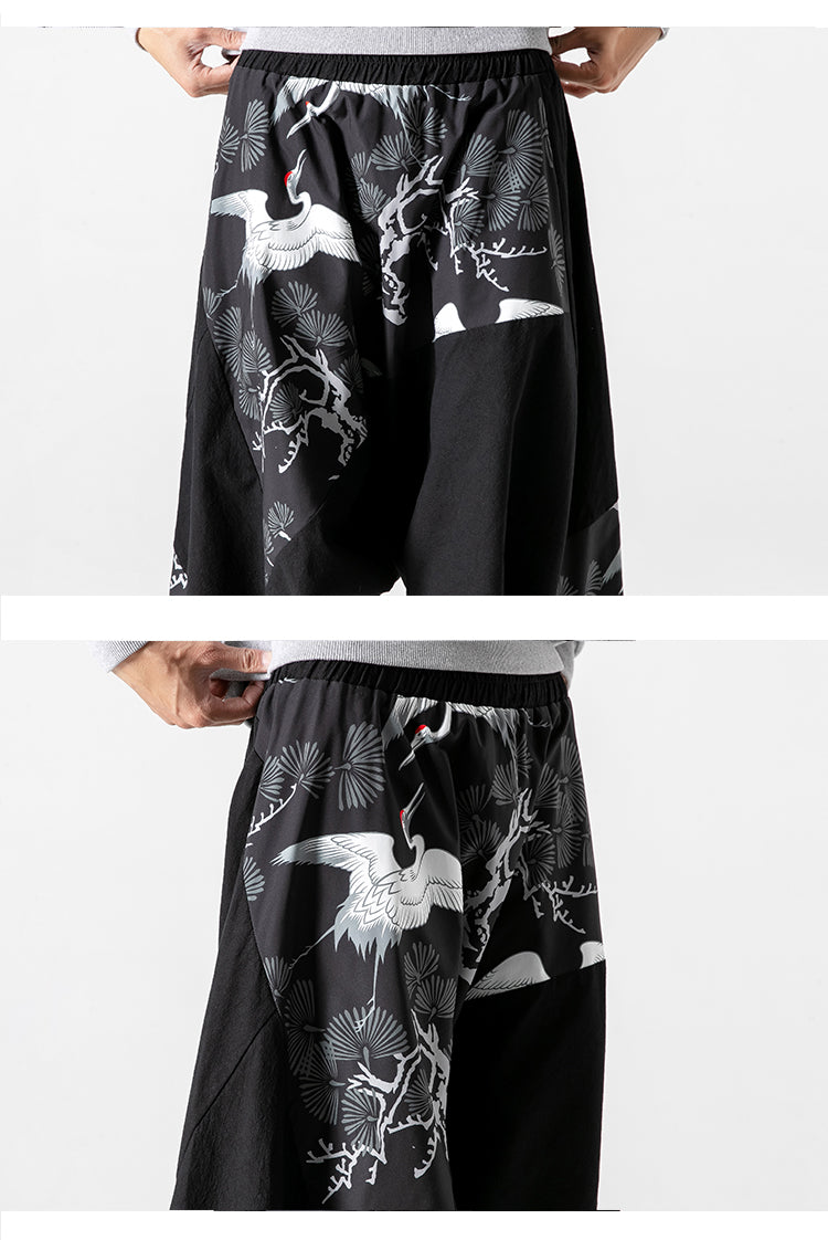 Chinese Style Baggy Traditional patchwork pants - Minihomy