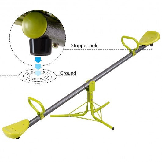 Kids Seesaw Swivel Children Teeter Totter Outdoor Play Set for 2 Children - Color: Green - Minihomy