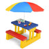 Kids Picnic Folding Table and Bench with Umbrella-Yellow - Color: Yellow - Minihomy