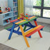 4 Seat Kids Picnic Table with Umbrella-Multicolor - Color: Multicolor - Minihomy