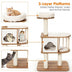 46 Inch Wooden Cat Activity Tree with Platform and Cushionsfor for Cats and Kittens - Minihomy