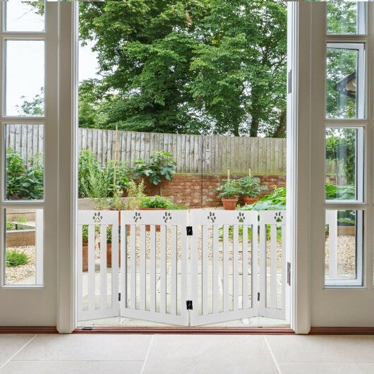 24 Inch Folding Wooden Freestanding Pet Gate Dog Gate with 360? Hinge -White - Color: White - Minihomy