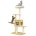 4 Levels Modern Wood Cat Tower with Washable Mats-Walnut - Minihomy