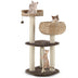 41 Inch Rattan Cat Tree with Napping Perch-Beige - Minihomy