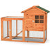 2-Story Wooden Rabbit Hutch with Running Area-Natural - Color: Natural - Minihomy