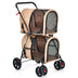 4-in-1 Double Pet Stroller with Detachable Carrier and Travel Carriage-Beige - Minihomy