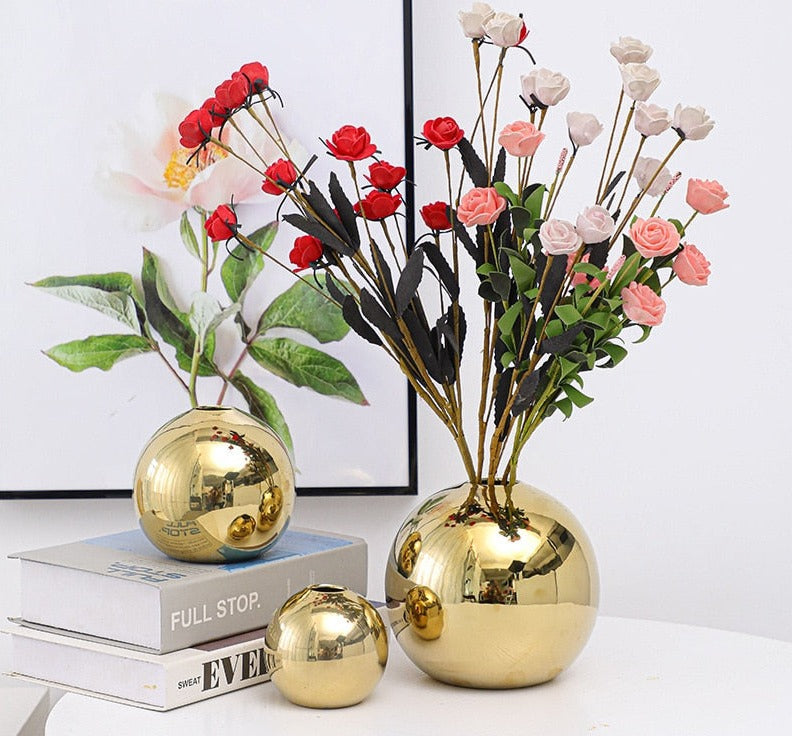 Electroplated Ceramic Gold Vase Home Decor - Minihomy